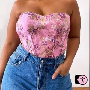 PrettyLittleThing Pink and Purple satin corset